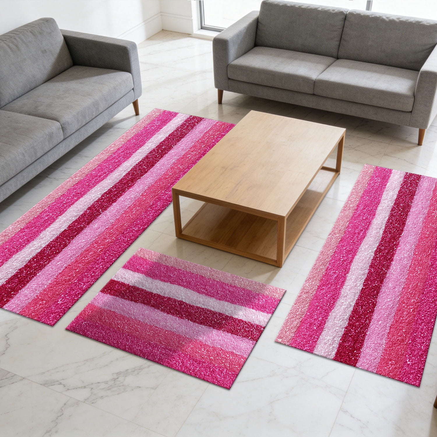 Three-Piece Kitchen Rug Set, Abstract Pattern Kitchen Hallway Rug, Soft And Comfortable, Suitable for Sinks, Floors, Entrances, Hallways, Bathrooms