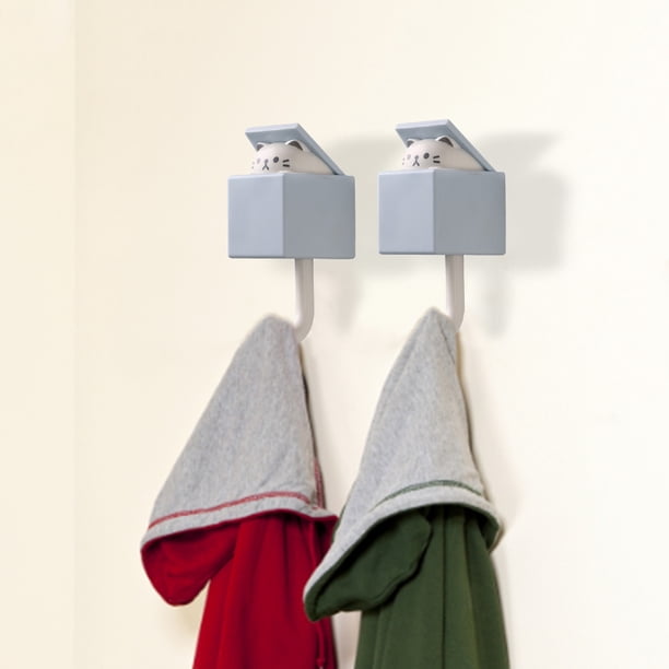 Gancho de animales de dibujos animados, colgadores decorativos de pared bonitos, gancho para decoración del hogar (gris claro)