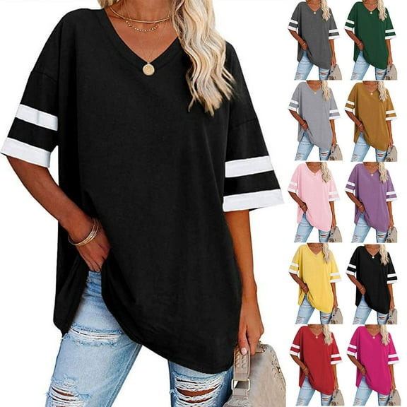 Otvok Womens Shirt Tees Funny Cute Short Sleeve V-Neck T Shirt Print Shirt Tops Blouse