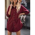 thumbnail image 6 of Asyoly Womens Dresses Solid Button Down Oversized Corduroy Shirt Dress Casual Long Sleeve Tunic Dresses with Pockets, 6 of 7