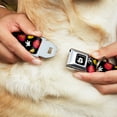 thumbnail image 2 of Disney Pet Collar, Dog Collar Metal Seatbelt Buckle, Mickey Mouse Costume Elements Scattered Black, 20 to 31 Inches 1.5 Inch Wide, 2 of 9