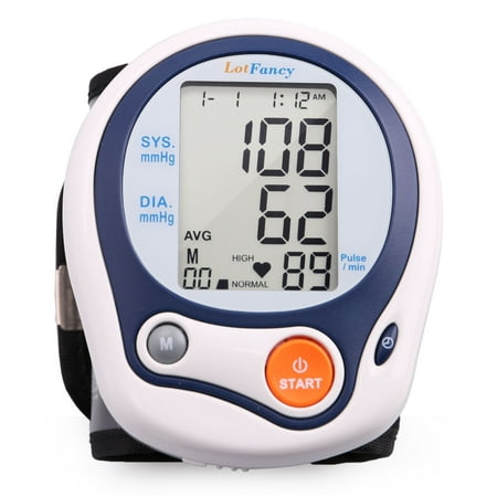 Wrist Blood Pressure Monitor Machine with Portable Case for Home Use, FDA Approved, WHO Indicator, 60 Memories, Large LCD (Best Digital Blood Pressure Cuff)