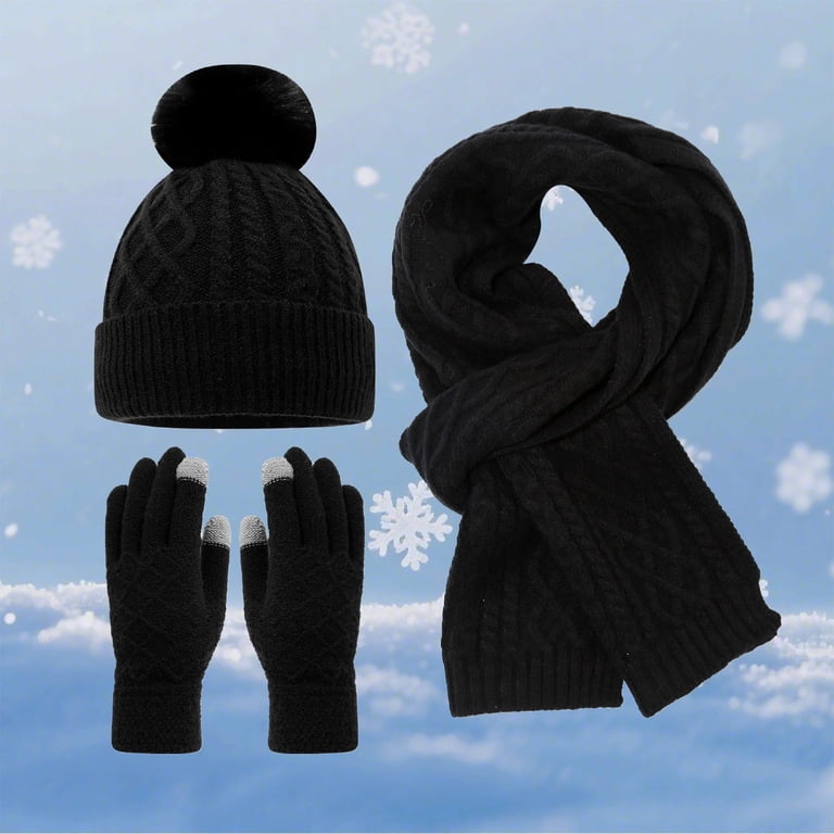 Winter Beanie Hat Scarf Gloves, Warm Fleece Knit Hats  display picture 2