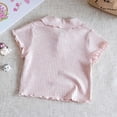 thumbnail image 5 of Bixock Summer Toddler Girls Tee Cotton Short Sleeve Shirts Doll Collar Tops for Girls Clothes 0-8 Years Solid Color Sweet Style Casual School Uniforms Daily Tops, 5 of 6
