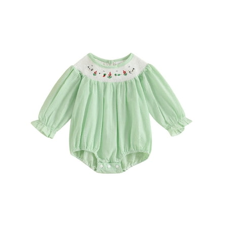 

Kupretty Baby Girls Striped Romper Duck Embroidery Long Sleeve Jumpsuits