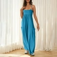 thumbnail image 5 of jtjvou Womens Overalls Loose Fit Spaghetti Strap Wide Leg Jumpsuit Summer workout One Piece Jumpsuits with Pockets Blue M, 5 of 9