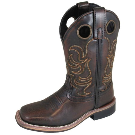 smoky mountain boys' chocolate landry pull on boot square toe - (Best Pull On Boots For Men)
