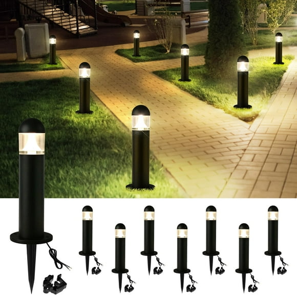 MOON-DE-AGE Low Voltage Landscape Pathway Lights, 12V LED Bollard Light IP67 Waterproof, Outdoor Driveway Walkway Wired Lights (Included Connector) - Yard Gard