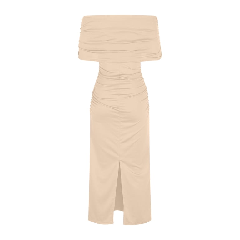 beige off the shoulder dress Lusting Off Shoulder Mini Dress Cream main image 0