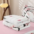 thumbnail image 6 of Homewish Japanese Ink Landscape Zipper Twin Comforter Sets with Fitted Sheet and 2 Pillowcases,Cherry Blossom Floral Zipper Bedding Set,Pink Reversible,4pcs, 6 of 8