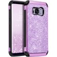 thumbnail image 1 of Galaxy S8 Case, Phone Case Samsung S8, Bling Sparkly Glitters Slim Fit Shockproof Protective Dual Layer Hybrid Hard PC Soft TPU Bumper Drop Protection Non-Slip Girl Women Phone Covers, Purple, 1 of 8