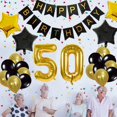 thumbnail image 5 of 2X Cumpleaños Globo de Feliz Cumpleaños NúMero de Pancarta "50" Globos Papel de Aluminio Mylar Y Globos Suministros, 5 of 5