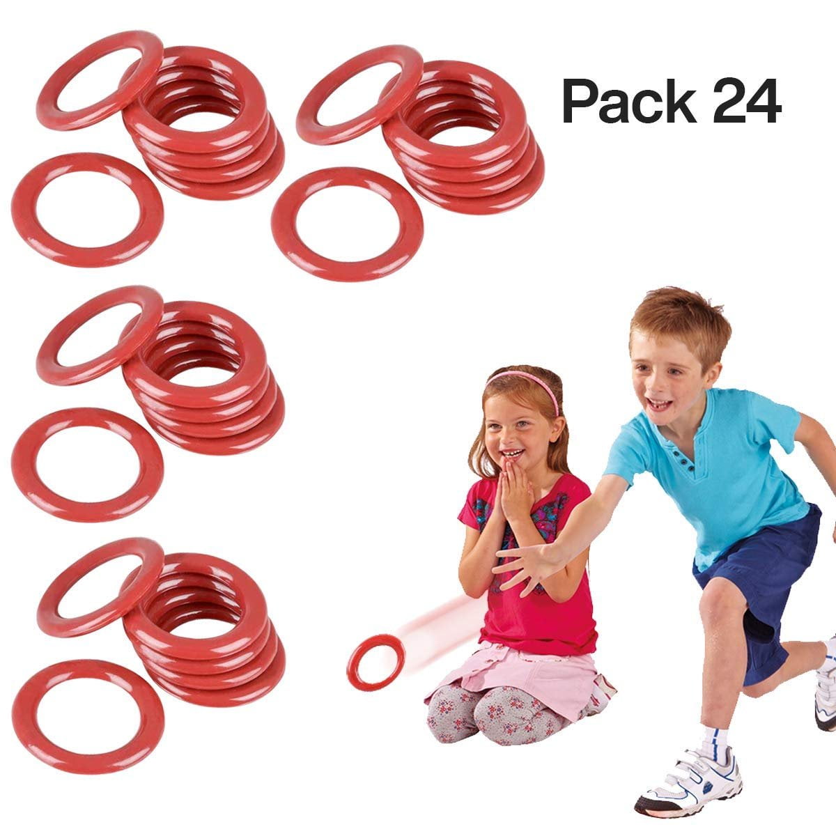Ring Toss Game 2.5 Hard Plastic Durable. Cool Throw a Ring on the Bottle Game Red Carnival Rings 12 Pieces Great Stress Relief Toy 