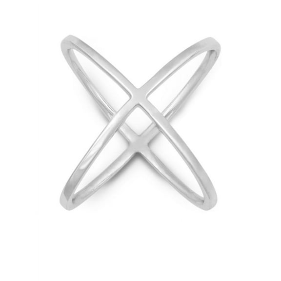 Beaux Bijoux Sterling Silver High-Polish "X" Criss-Cross Long Ring