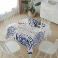 thumbnail image 6 of Navy Blue Chrysanthemum Table Cloth Waterproof Tablecloths, Farmhouse Botanical Floral Modern Tablecloth Dining Table Cover for Kitchen Party Tabletop Outdoor, Square Tablecloth 54x54 Inch, 6 of 9