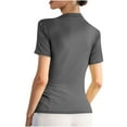 thumbnail image 5 of Plebaso Women's Ruched Tops High Neck Short Sleeve Slim Shirts Solid Color Going out Basic Tees Fashion, 5 of 5