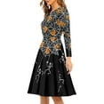 thumbnail image 2 of FKELYI Skull Pumpkin Women Dress Halloween Spider Casual Midi Length Dress Long Sleeve Loose Hoilday A Line Swing Skater Twirl Dresses Size L, 2 of 4
