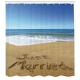 thumbnail image 3 of Ambesonne Beach Shower Curtain, Just Married on Sand, 69"Wx70"L, Blue Brown White, 3 of 3