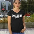 thumbnail image 4 of Country Girl Logo Women's V-Neck T-shirt Minimalistic Western Style Rodeo Southern Pride Cowgirl Queen Rustic Farm Gift Tee, 4 of 7