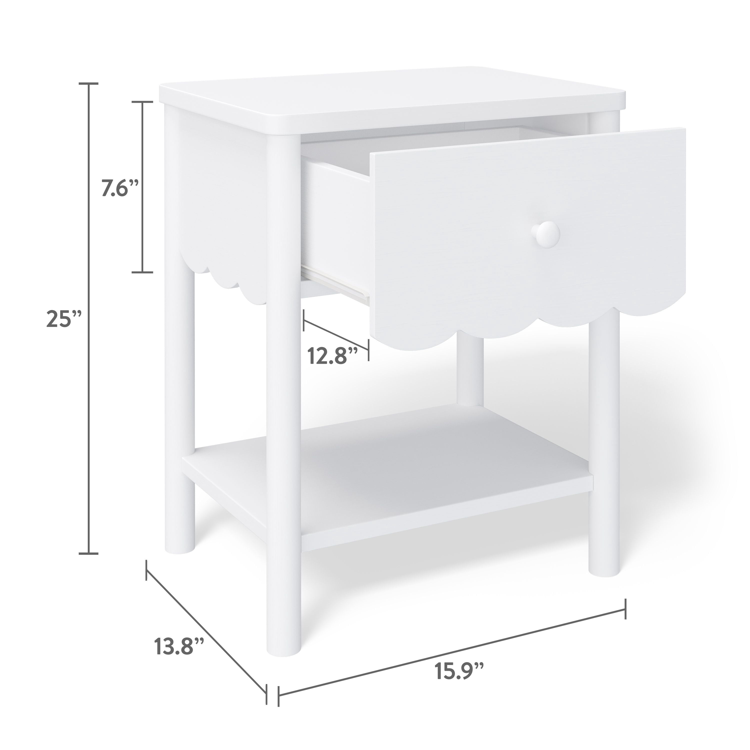 Mainstays Kids One Drawer Scallop Nightstand, White