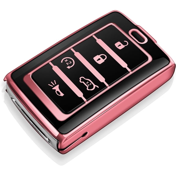 for Jeep Key Fob Cover Soft TPU Full Protection Key Case Compatible with 2021-2025 Grand Cherokee L Grand Wagoneer Key Shell (Pink, 5 Buttons)