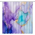 thumbnail image 3 of Purple Marble Shower Curtain Ombre Art Abstract Blue Gold Violet Modern MidCentury Colorful Elegant Decor with Hooks 70"x70 of Glamour to Your Bathroom, 3 of 5