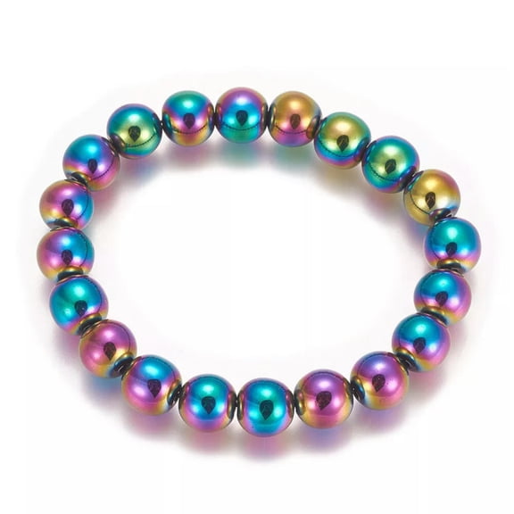 QQTDFG Electroplated Magnetic Hematite Stretch Bracelet Pain Relief Energy Powerful G6-default