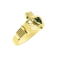 thumbnail image 4 of RYLOS Rings 14K Yellow Gold Claddah Love, Loyalty & Friendship Heart 6MM Gem Irish Wedding Band Claddagh Rings Green Sapphire Jewelry Size 5, 4 of 8