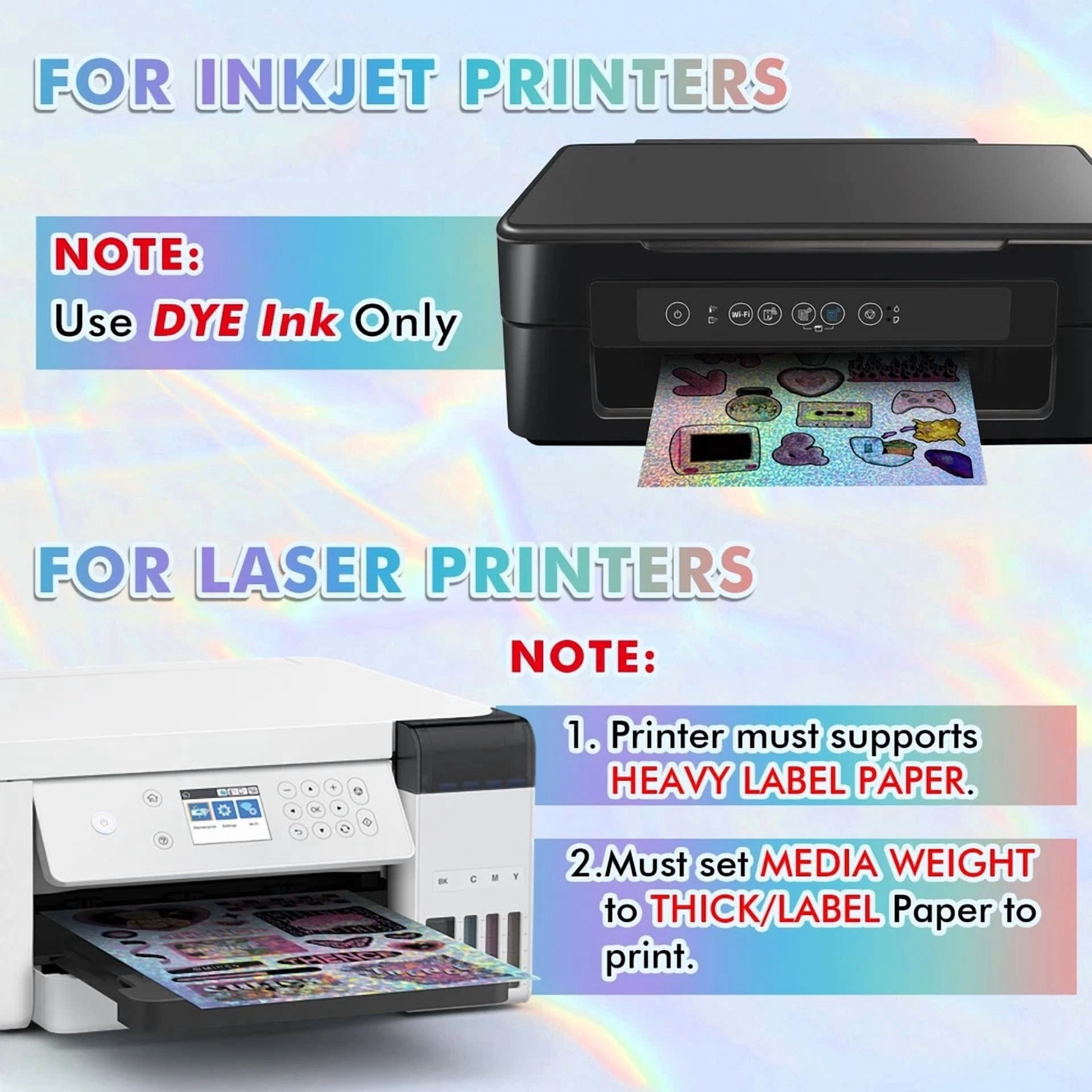 CIRCLE- 20 Pk Mixed Koala Holographic Vinyl Sticker Paper Waterproof Glossy Inkjet Laser