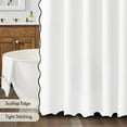 thumbnail image 6 of 90" Long Scalloped Shower Curtain Linen Textured with 12 Metal Hooks Cute Extra Long Heavy Duty Washable Waterproof Cloth Shower Curtains with Black Border for Bathroom Hotel Bathtub,White, 6 of 12