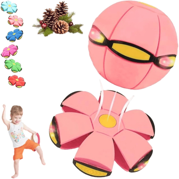 Dog Flying Disc Toy – Pet Flying Saucer Ball with 6 Lights, Dual Form Switchable, Great for Dog/Cat & Kid Outdoor/Camping Games