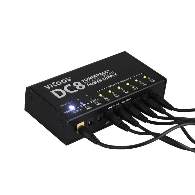 VITOOS DC8 Portable Guitar Effects Power Supply 8 Isolated Outputs