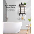 thumbnail image 2 of Towel Racks for Bathroom Wall Mounted Towel Holder Wall Mounted with Wooden Floating Shelf & Metal Hooks Rolled Towel and Hand Towel Rack for Bathroom + Wood, 2 of 7
