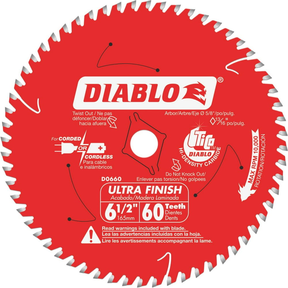 Diablo 61/2 In. 60Tooth Ultra Finish Circular Saw Blade D0660X