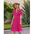 thumbnail image 4 of Arshiner Girls Dresses Summer Ruffle Sleeve Flowy Swing Elastic Waist Party Valentines' Day Dress for Kids, 4 of 8