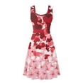 thumbnail image 5 of Renewold Soft Summer Tank Dresses for Women Valentine's Day Round Neck Pull on Sleeveless Dress Red Heart Butterfly High Waistline Knee Length Dress Size L, 5 of 6