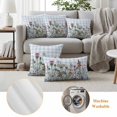 thumbnail image 6 of Spring Floral Outdoor Waterproof Pillow Covers, Blue Plaid Botanical Flowers Butterfly Decorative Square Throw Pillowcase Sofa Cushion Sham for Patio/Couch/Chair, 18"x18" 2 Pack, 6 of 8