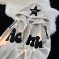 thumbnail image 4 of Sudadera con capucha y cremallera Y2K, estilo punk Harajuku, estilo retro americano, con estampado de estrellas de la calle, sudadera con cremallera, abrigo holgado y elegante para mujer, ropa de call, 4 of 4