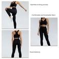 thumbnail image 5 of Workout Outfit for Women 2 Piece Seamless Sport Bra High Waist Yoga Leggings Set for Running Black M, 5 of 6