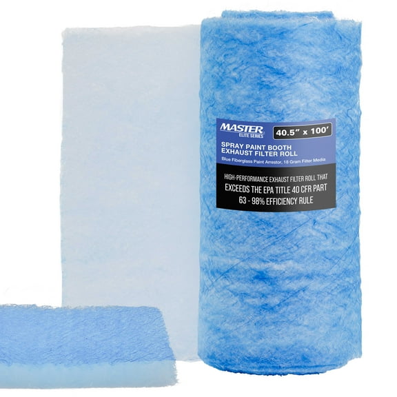 Master Elite Premium Paint Spray Booth Exhaust Filter Roll, 40.5" x 100' - 18 Gram Heavy-Duty Fiberglass Paint Arrestor - Captures Traps Overspray Paint Particles in Auto Autobody Refinish Booths
