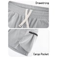 thumbnail image 5 of APTRO Men's Cargo Shorts 9" Elastic Waist Drawstring Summer Casual Corduroy Work Shorts with Zipper Pockets Light Gray L, 5 of 7