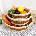 thumbnail image 3 of Bread Basket Rattan Storage Basket Woven  Severing Tray Food Box With Handles For Breakfast Platters Plate, 3 of 5