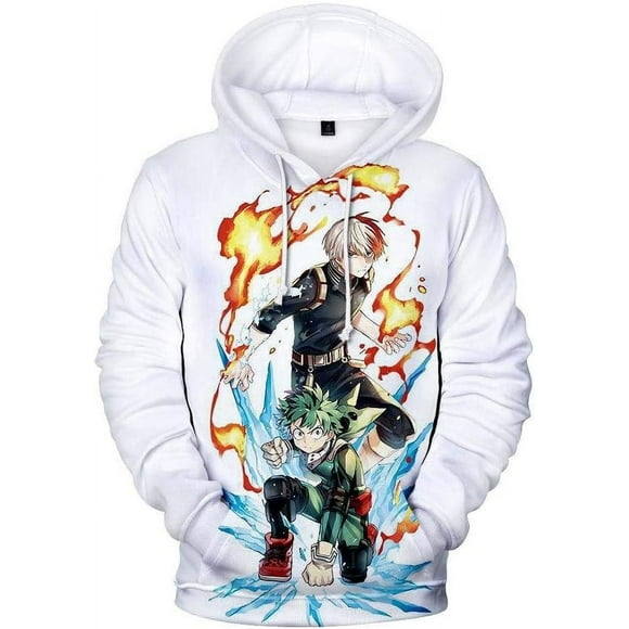 Pour Cosplay MHA pour Cosplay Hoodie Boku Anime Cordon Pull Kangourou Poches pour Unisexe Adulte 3X-Large