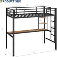 thumbnail image 2 of Tamaño individual size loft cama con grande escritorio y almacenamiento estantes-stairs safety guardrail space-saving para para niños y adults in sala de estar o dormitorio (negra y brown), 2 of 6