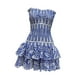 thumbnail image 4 of Vestido corto de fiesta sin tirantes con estampado floral para salir de vacaciones por la noche para mujer S, 4 of 9