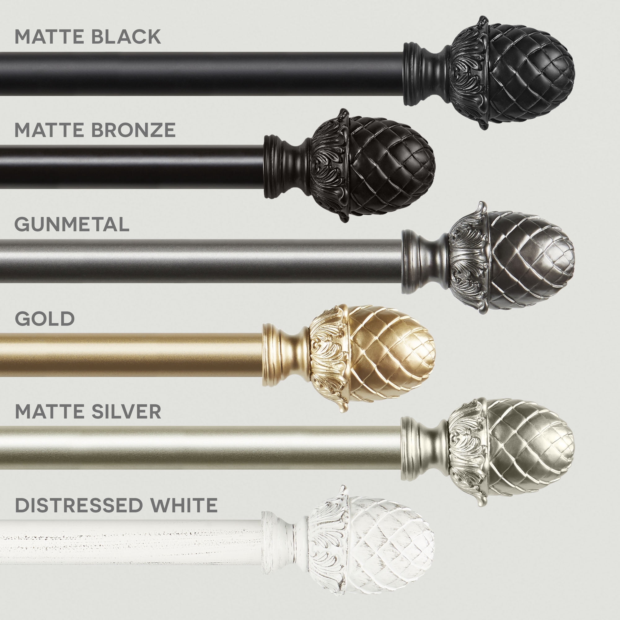 Exclusive Home Acorn 1" Curtain Rod and Coordinating Finial Set, Matte Bronze, Adjustable 36"-72"