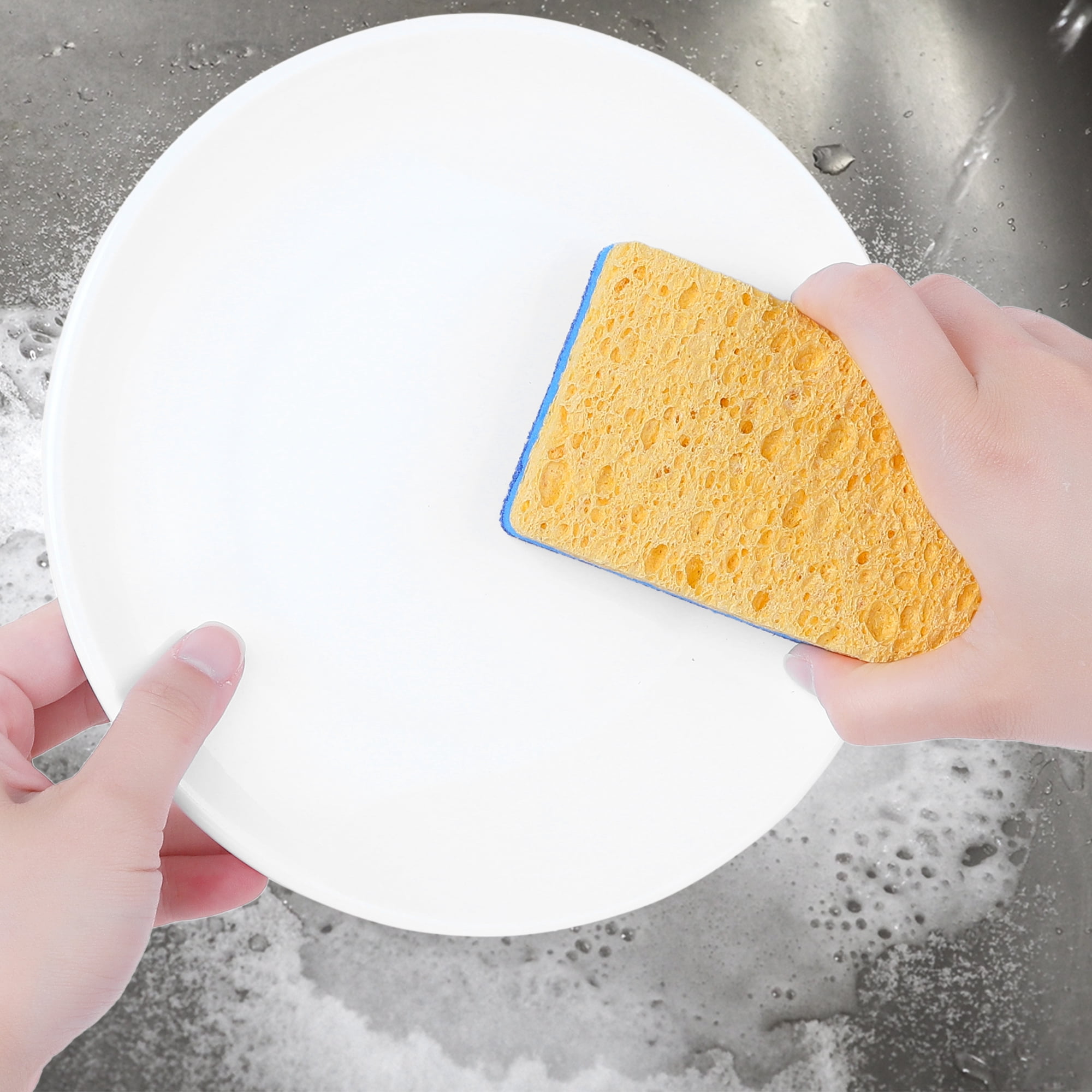 Unique Bargains Non-Scratch Scrub Dish Sponges Dual Sided Cleaning Sponges Blue 10 Pcs