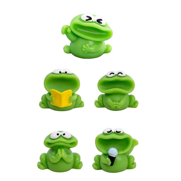 5Pcs Cartoon Big Mouthed Frog Garden Miniature Statue Figurines Set Resins Figures Landscape Outdoor Sculpture Decors