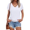 thumbnail image 3 of EASYBRA Womens Summer V Neck T Shirt Short Sleeve Loose Fit Dressy Casual Basic Top 2026 Fashion, 3 of 6