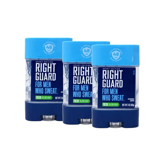 Right Guard, For Men Who Sweat, Odor Defense, Antiperspirant/Deodorant Clear Gel, Sport Edition, Fresh, 3 OZ (Pack of 3)